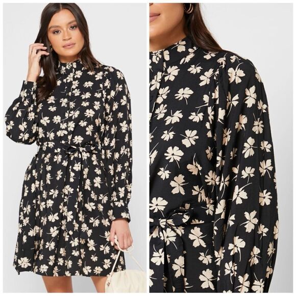 Mango Shirt Dress Mono Floral Viscose Blend - Picture 1 of 6